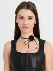 Черный украшение на шею чокер "Цветок" из атласных лент