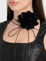 Черный чокер цветок на шею, украшение на шею