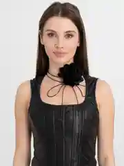 Черный чокер цветок на шею, украшение на шею