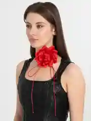 Красный чокер цветок на шею, украшение на шею