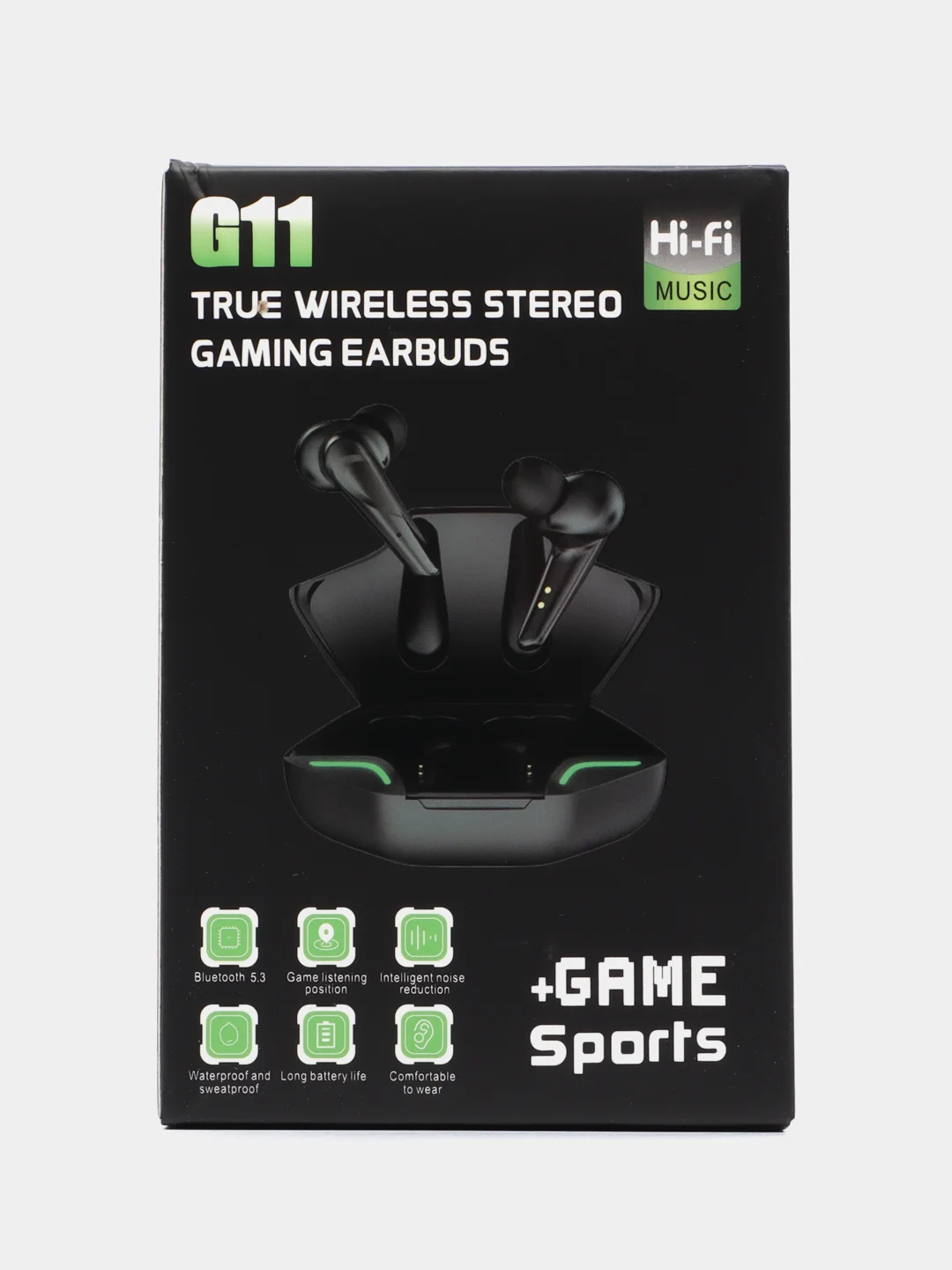 Наушники беспроводные игровые G11 TWS с микрофоном, Bluetooth 5.3, черные