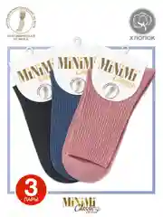 Разноцветный носки женские MiNiMi COTONE 1203 высокие меланжевые из хлопка набор 3 пары