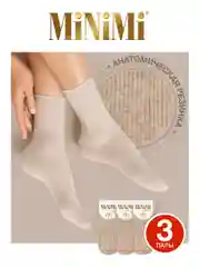 Бежевый носки женские MiNiMi COTONE 1203 высокие меланжевые из хлопка набор 3 пары