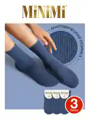 Синий носки женские MiNiMi COTONE 1203 высокие меланжевые из хлопка набор 3 пары