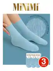 Голубой носки женские MiNiMi COTONE 1203 высокие меланжевые из хлопка набор 3 пары