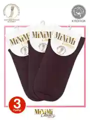 Бордовый носки женские MiNiMi COTONE 1203 высокие меланжевые из хлопка набор 3 пары