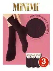 Бордовый носки женские MiNiMi COTONE 1203 высокие меланжевые из хлопка набор 3 пары
