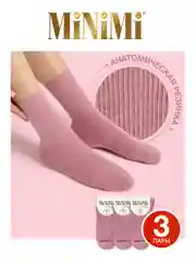 Фуксия носки женские MiNiMi COTONE 1203 высокие меланжевые из хлопка набор 3 пары