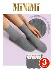 Серый носки женские MiNiMi COTONE 1203 высокие меланжевые из хлопка набор 3 пары
