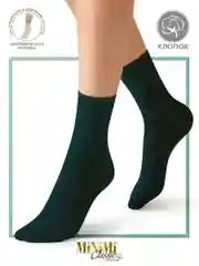 Тёмно-зелёный носки женские MiNiMi COTONE 1203 высокие меланжевые из хлопка набор 3 пары
