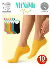 Разноцветный носки женские MiNiMi FRESH 4102 короткие спортивные из хлопка набор 10 пар