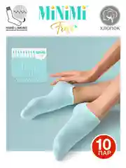 Бирюзовый носки женские MiNiMi FRESH 4102 короткие спортивные из хлопка набор 10 пар