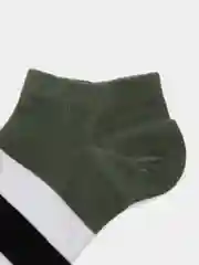 Зеленый носки мужские короткие, в полоску