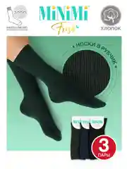 Носки женские MiNiMi FRESH 4103 высокие в рубчик из хлопка 3 пары