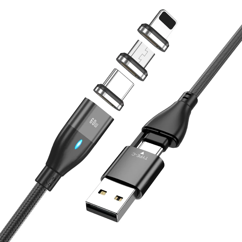 USB, USB-C кабель магнитный CharGuide Slim line 60 W для быстрой зарядки и передачи данных