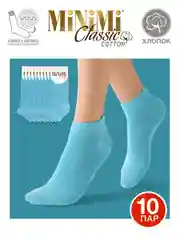 Голубой носки женские MiNiMi COTONE 1201 короткие спортивные из хлопка набор 10 пар
