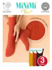 Разноцветный носки женские MiNiMi FRESH 4103 высокие в рубчик из хлопка 3 пары