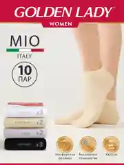Разноцветный носки женские Golden Lady MIO короткие из хлопка набор 10 пар