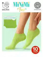 Зеленый носки женские MiNiMi FRESH 4102 короткие спортивные из хлопка набор 10 пар