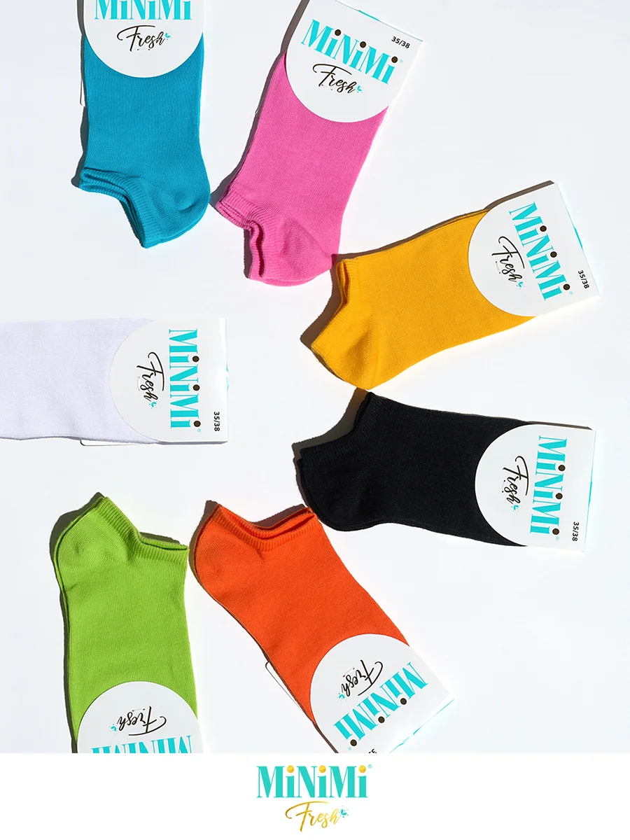 Зеленый носки женские MiNiMi FRESH 4102 короткие спортивные из хлопка набор 10 пар