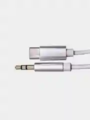 Белый кабель AUX - Type-c,  3,5 jack, 1 м, кабель в машину, для Андроид и Iphone 15/Pro/Max