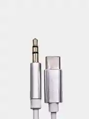 Белый кабель AUX - Type-c,  3,5 jack, 1 м, кабель в машину, для Андроид и Iphone 15/Pro/Max
