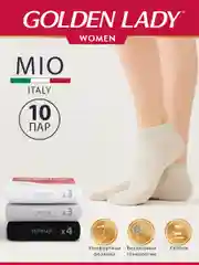 Разноцветный носки женские Golden Lady MIO короткие из хлопка набор 10 пар