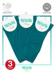 Лесной зеленый носки женские MiNiMi FRESH 4103 высокие в рубчик из хлопка 3 пары