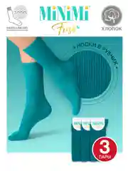 Носки женские MiNiMi FRESH 4103 высокие в рубчик из хлопка 3 пары