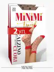 Разноцветный носки женские MiNiMi CUORI 20 den с рисунком сердечки, фантазийные набор 2 упаковки