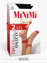 Разноцветный носки женские MiNiMi CUORI 20 den с рисунком сердечки, фантазийные набор 2 упаковки