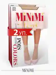 Бежевый носки женские MiNiMi POIS COLORS 20 den с рисунком горошек набор 2 упаковки