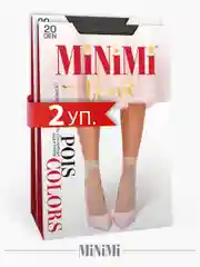 Молочный носки женские MiNiMi POIS COLORS 20 den с рисунком горошек набор 2 упаковки