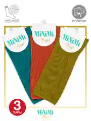 Носки женские MiNiMi FRESH 4103 высокие в рубчик из хлопка 3 пары