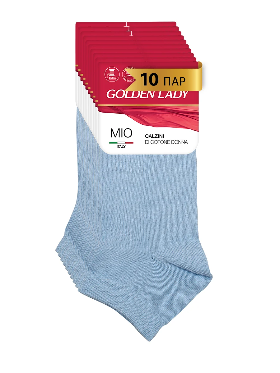 Черный носки женские Golden Lady MIO короткие из хлопка набор 10 пар
