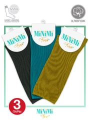 Носки женские MiNiMi FRESH 4103 высокие в рубчик из хлопка 3 пары
