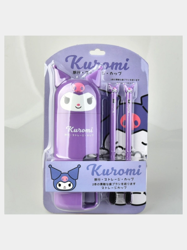 Набор зубных щёток с футляром Hello Kitty, My Melody, Kuromi щётка Куроми, Хэллоу Китти