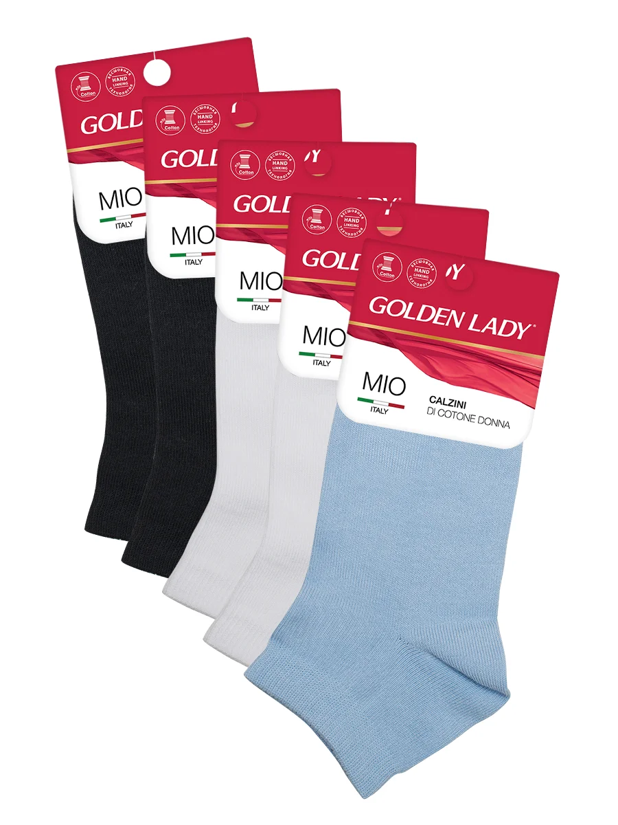 Разноцветный носки женские Golden Lady MIO короткие из хлопка набор 5 пар
