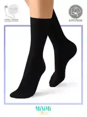 Черный носки женские MiNiMi FRESH 4103 высокие в рубчик из хлопка 3 пары