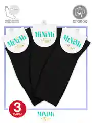 Черный носки женские MiNiMi FRESH 4103 высокие в рубчик из хлопка 3 пары