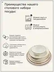 Набор столовой посуды 24 предмета, на 6 персон, набор тарелок, Турецкий фарфор
