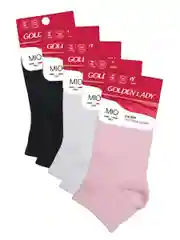 Голубой носки женские Golden Lady MIO короткие из хлопка набор 5 пар