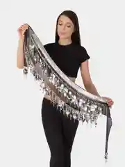 Золотой пояс для восточных танцев с пайетками