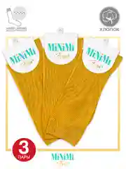 Терракотовый носки женские MiNiMi FRESH 4103 высокие в рубчик из хлопка 3 пары