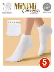 Белый носки женские MiNiMi COTONE 1201 короткие спортивные из хлопка набор 5 пар