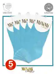 Голубой носки женские MiNiMi COTONE 1201 короткие спортивные из хлопка набор 5 пар
