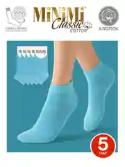 Голубой носки женские MiNiMi COTONE 1201 короткие спортивные из хлопка набор 5 пар