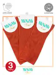 Пастельно-коралловый носки женские MiNiMi FRESH 4103 высокие в рубчик из хлопка 3 пары