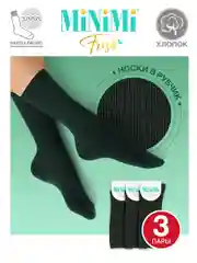 Носки женские MiNiMi FRESH 4103 высокие в рубчик из хлопка 3 пары