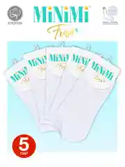 Белый носки женские MiNiMi FRESH 4102 короткие спортивные из хлопка набор 5 пар